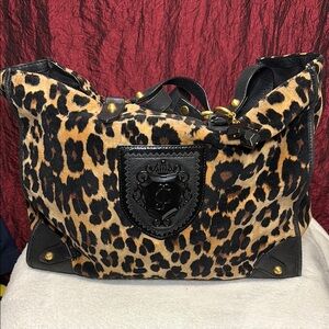Juicy couture leopard print velvet vintage purse
